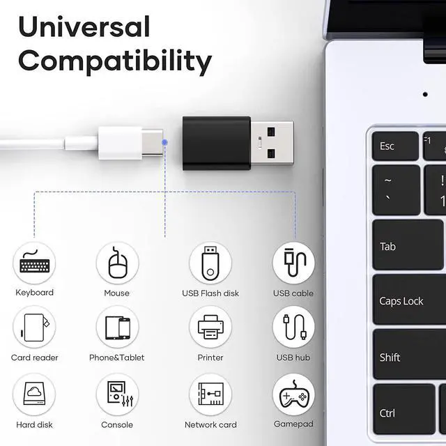Alt view image 6 of 7 - 4 Pack USB C to USB Adapter (2 Pack) & USB to USB C Adapter (2 Pack), USB A to USB C 3.1 Adapter, Type C to USB Adapter Compatible with i-Phone Android Smartphones PC MacBook Pro Laptop Tablet (Black)