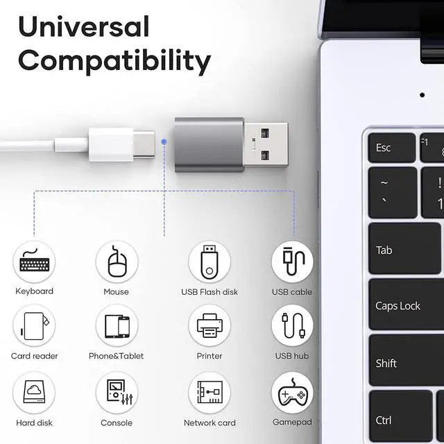 Alt view image 6 of 7 - 4 Pack USB C to USB Adapter (2 Pack) & USB to USB C Adapter (2 Pack), USB A to USB C 3.1 Adapter, Type C to USB Adapter Compatible with i-Phone Android Smartphones PC MacBook Pro Laptop Tablet (Gray)