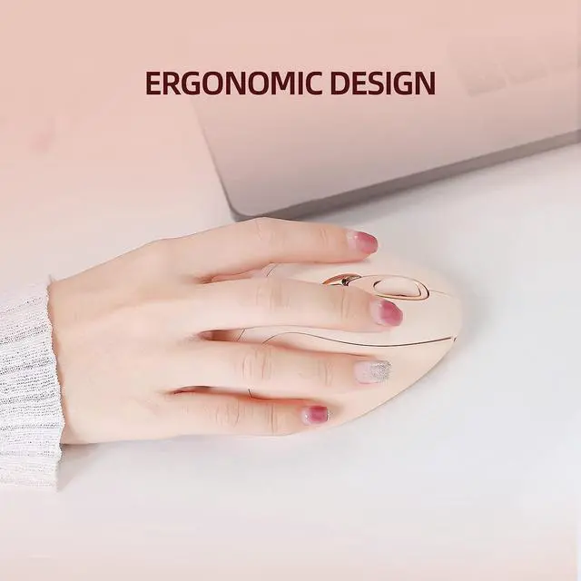 Alt view image 4 of 7 - RF Wireless Mouse (Pink), 2.4G RF USB Rechargeable Wireless Mice Silent Click, 3 Adjustable DPI [800/1200/1600 dpi] Cute Portable Ergonomic Computer Cordless Wireless Mouse for Laptop Mac MacBook