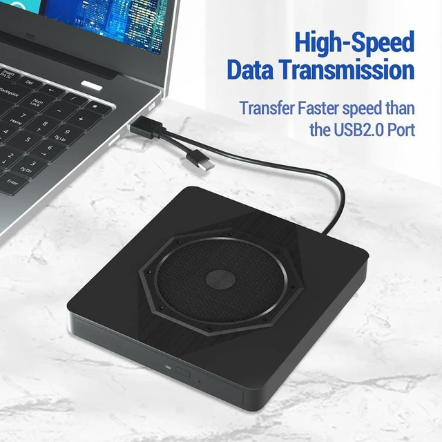Alt view image 2 of 7 - External CD DVD Drive, Type-C & USB 3.0 Slim Portable CD Reader CD/DVD-RW Burner Low Noise High Speed Data Transfer Super drive for Laptop, Desktop, Mac OS, Windows 10/8/7 /XP/Linux
