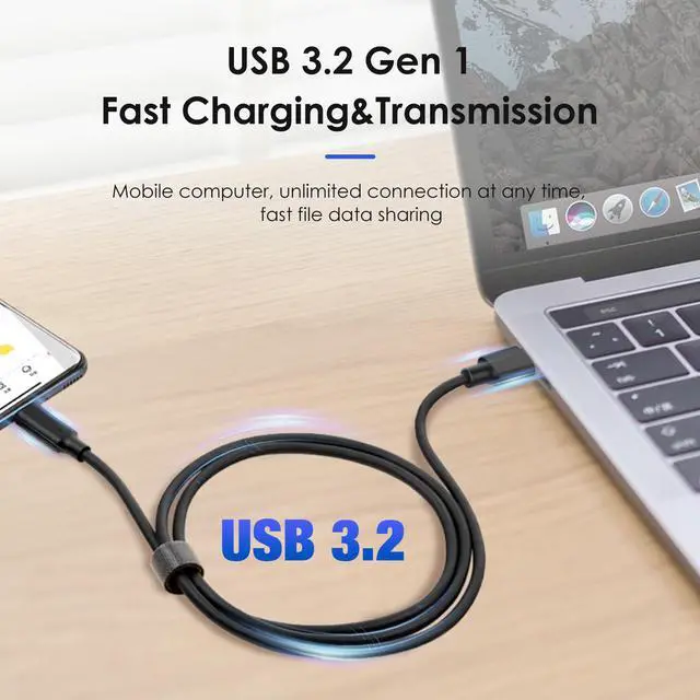 Alt view image 3 of 7 - USB A to USB C Cable 2-Pack/3.3ft, USB 3.1/3.2 Gen 2 10Gbps Data Transfer and 60W 3A Fast Charging Cord for Android Galaxy S23/S22/S21/S10 External SSD, Nintendo Switch and Other USB to Type C Device