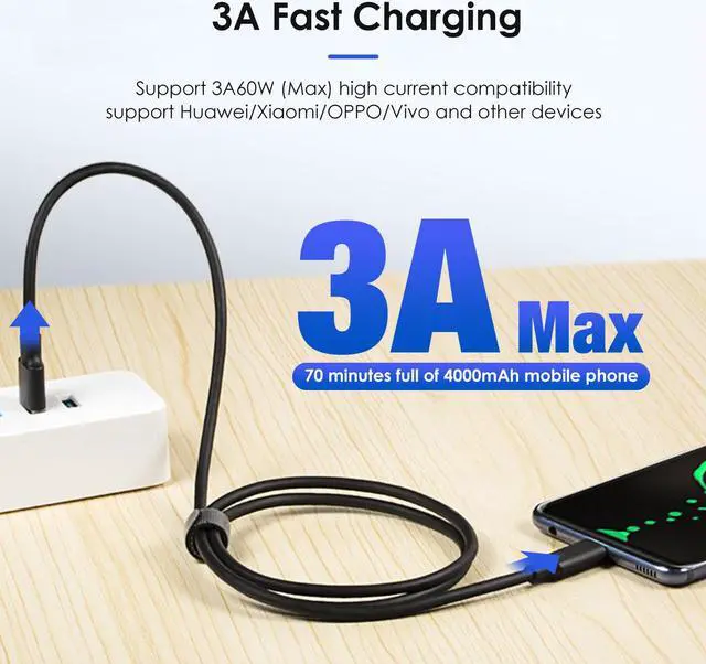 Alt view image 4 of 7 - USB A to USB C Cable 2-Pack/3.3ft, USB 3.1/3.2 Gen 2 10Gbps Data Transfer and 60W 3A Fast Charging Cord for Android Galaxy S23/S22/S21/S10 External SSD, Nintendo Switch and Other USB to Type C Device