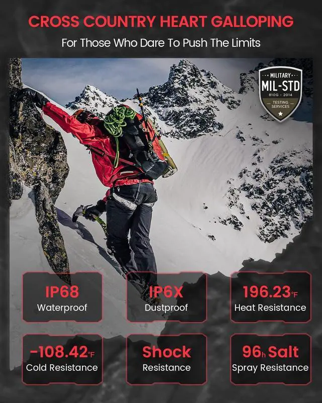 Alt view image 3 of 7 - Military Smart Watch Men (Make Call/Answer), Outdoor Sports Waterproof Smartwatch, Rugged Bluetooth Smart Watch for Android iPhone, Tactical Fitness Tracker with Heart Rate/AI Voice (Black)