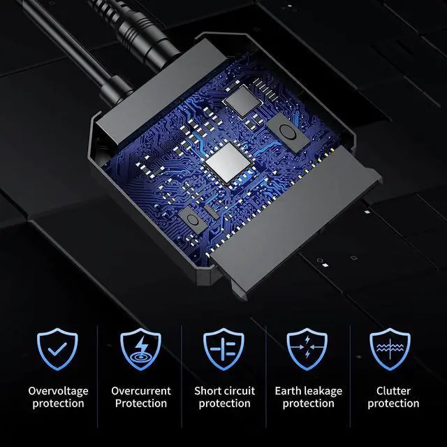 Alt view image 6 of 7 - SATA III to USB 3.0 Adapter, USB to SATA Adapter Cable for 2.5"/3.5" HDD/SSD SATA I/II/III Hard Drive Adapter, Support UASP, with External Power Supply 12V 2A