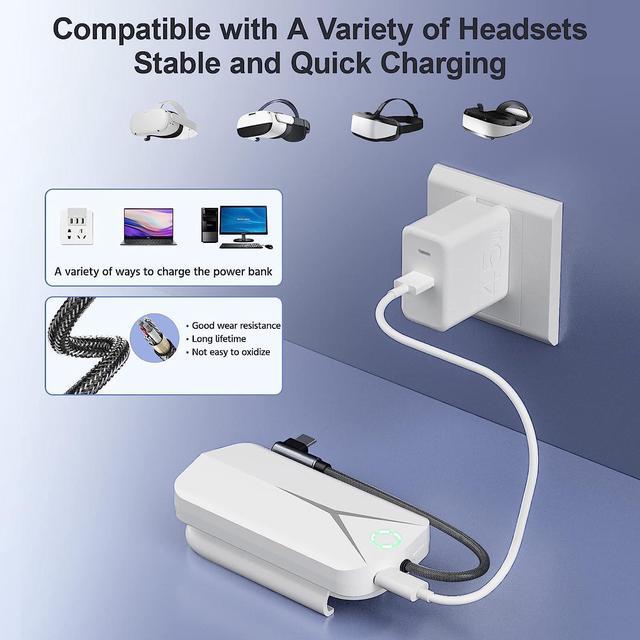 Alt view image 6 of 6 - Battery Pack for Oculus Quest 2, Accessories for Oculus Quest 2 Headset, 5000mAh Extended Power Compatible with Meta Quest 2 Original Strap and Elite Strap Extended Play time VR Power Bank