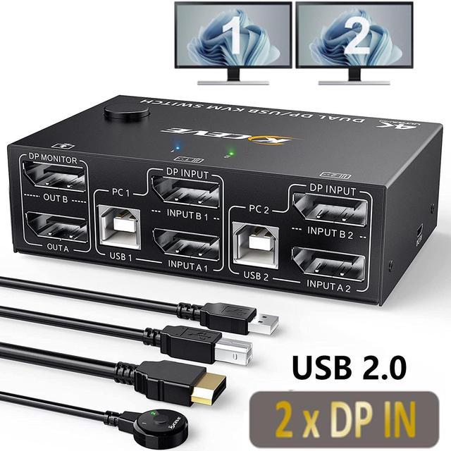 1.4 Display Port KVM Switch - Dual Monitor - Two Computer