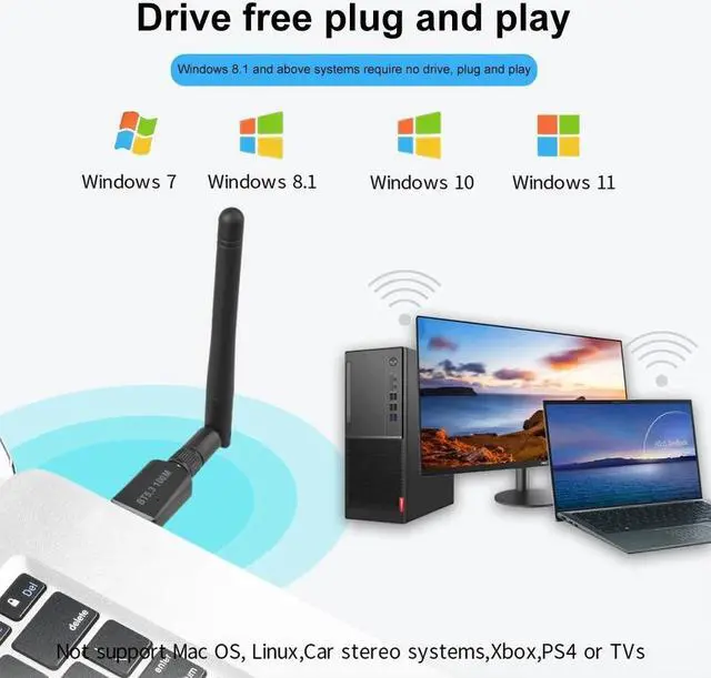 Alt view image 6 of 7 - Bluetooth 5.3 Adapter for Desktop PC, Plug & Play Bluetooth 5.3 EDR Class 1 USB Bluetooth Dongle Wireless Transfer Transmitter Receiver 328FT/100M for BT Mouse/Keyboard/Headphones Support Win11/10/8.1