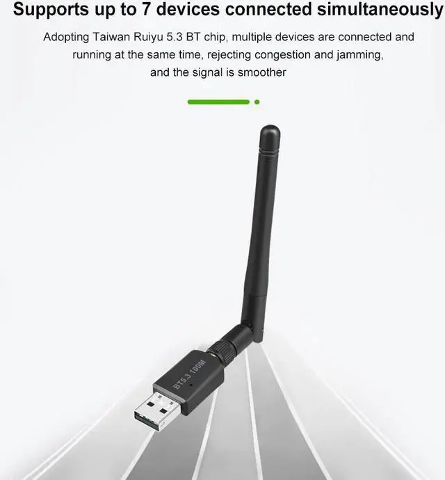 Alt view image 5 of 7 - Bluetooth 5.3 Adapter for Desktop PC, Plug & Play Bluetooth 5.3 EDR Class 1 USB Bluetooth Dongle Wireless Transfer Transmitter Receiver 328FT/100M for BT Mouse/Keyboard/Headphones Support Win11/10/8.1