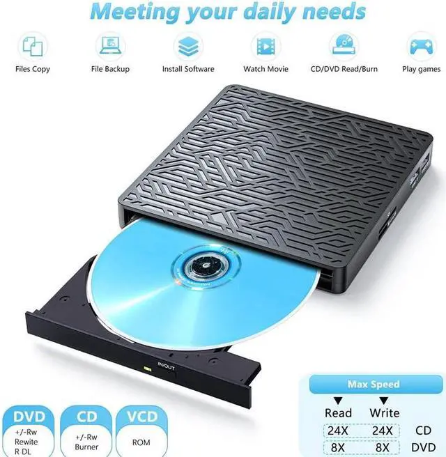 Alt view image 4 of 7 - [5-in-1] Multifunction External CD/DVD Drive, USB 3.0 Type-C Portable CD DVD Writer With SD/TF & USB Slots Optical Drive External CD DVD Drive Burner for Windows 7/8/10/XP/Mac OS/Linux