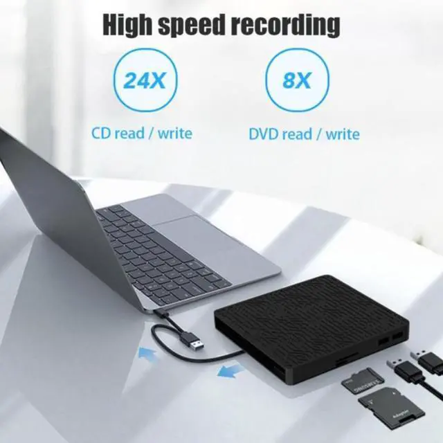 Alt view image 6 of 7 - [5-in-1] Multifunction External CD/DVD Drive, USB 3.0 Type-C Portable CD DVD Writer With SD/TF & USB Slots Optical Drive External CD DVD Drive Burner for Windows 7/8/10/XP/Mac OS/Linux