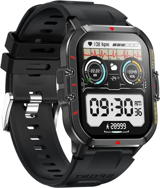 Alt view image 2 of 7 - Sport Smart Watch for Men Women Bluetooth Call (Answer/Dial Calls) One-Key Connection Blood Oxygen IP68 100+ Sport Modes Rugged Tactical Outdoor Smart Watches Fitness Tracker for IOS Android Phones