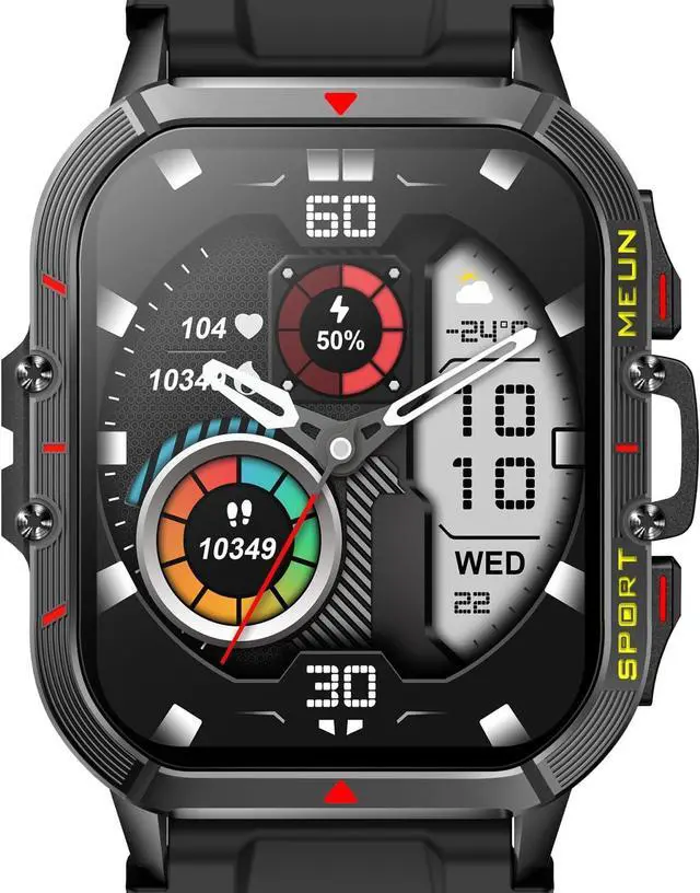 Alt view image 3 of 7 - Sport Smart Watch for Men Women Bluetooth Call (Answer/Dial Calls) One-Key Connection Blood Oxygen IP68 100+ Sport Modes Rugged Tactical Outdoor Smart Watches Fitness Tracker for IOS Android Phones