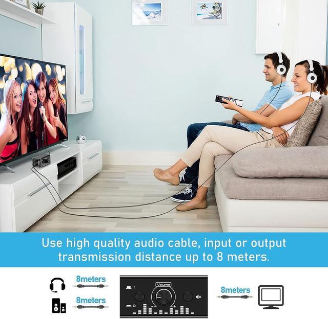 Alt view image 6 of 7 - Bi-Directional 3.5mm Jack Audio Switch Selector 2 In 1 Out / 1 In 2 Out Noiseless Analogue Stereo Audio Switch with Volume Control, Sound Distribution Splitter Box for Speakers Headphones PC