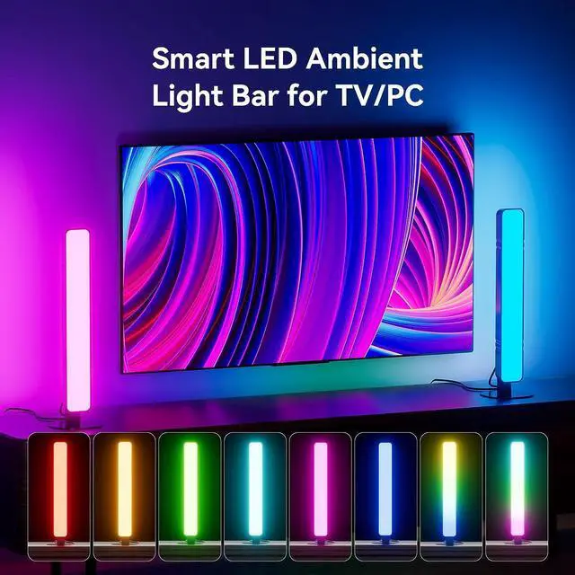 Alt view image 4 of 7 - Smart LED Light Bar, RGB Smart LED Lamp with Multiple Lighting Effects, LED TV Backlight, Mood Light, Gaming Lights, Ambient Lighting, Smart Flow Light Bar for PC, TV, Room (with 24 keys Remote)