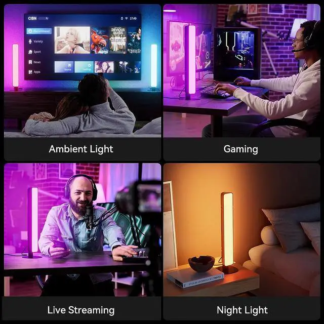 Alt view image 6 of 7 - Smart LED Light Bar, RGB Smart LED Lamp with Multiple Lighting Effects, LED TV Backlight, Mood Light, Gaming Lights, Ambient Lighting, Smart Flow Light Bar for PC, TV, Room (with 24 keys Remote)