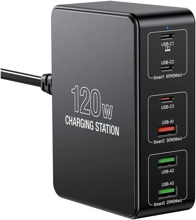 Main image of USB C Charging Station,120W Multiport USB Charging Station, 6 Ports Multi USB Charger Station, Charging Station for Multiple Devices, USB Charging Hub Compatible with Ma-c-B-ook, Laptop,Smartphones..