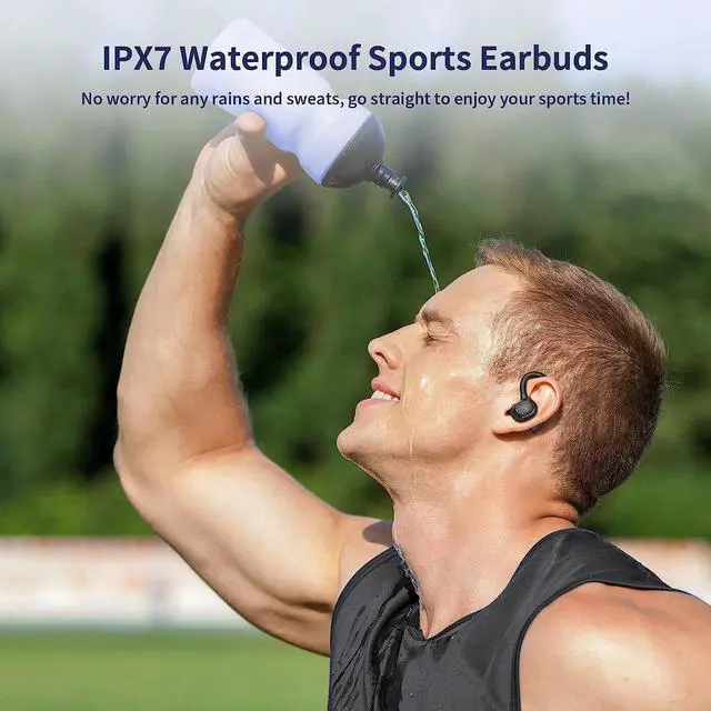 Alt view image 7 of 7 - True Wireless Earbuds, Bluetooth Headphones 50Hrs Playback Ear Buds IPX7 Waterproof Sports Earphones Dual Power Display with Earhooks Built in Mic Clear Calls Over Ear Earbuds for Running Workout Gym