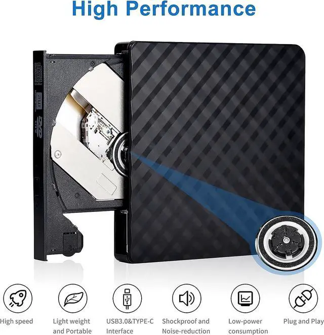 Alt view image 2 of 7 - External CD DVD Drive, Type C USB 3.0 External CD/DVD +/-RW Drive/Portable CD DVD Burner, External CD ROM Reader Writer Optical Drive DVD Player for Laptop PC Windows Desktop Linux Mac OS