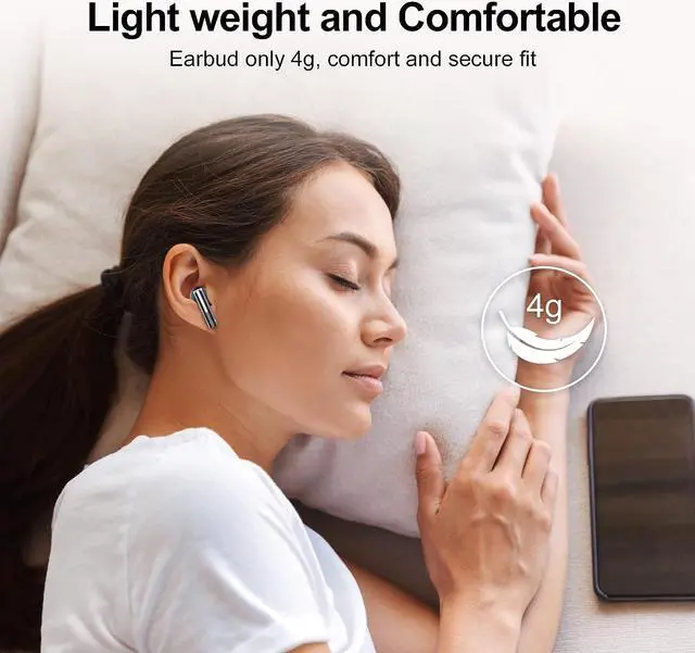 Alt view image 7 of 7 - True Wireless Earbuds, Bluetooth Headphones, Bluetooth 5.3 TWS Earbuds HiFi Stereo with 4 ENC Mic Call, 40Hrs Ear Buds with LED Display, IP7 Waterproof in Ear Earphones for Work/Home/Office (Black)