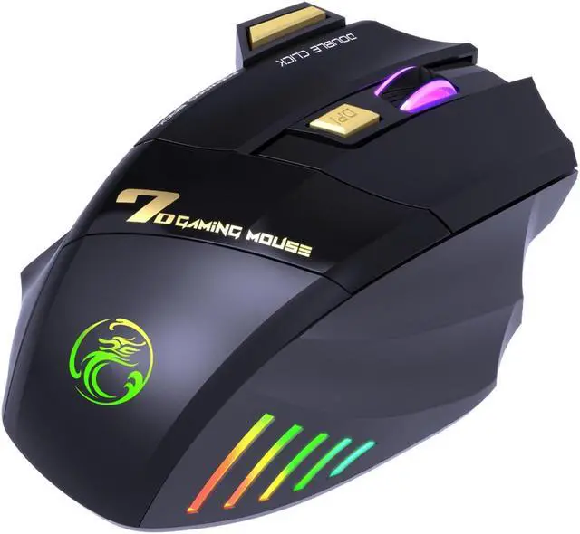 Alt view image 7 of 7 - 2.4G RF Wireless Gaming Mouse, Rechargeable Silent Wireless Mouse with 3200DPI Adjustable, Double Click Key, Colorful RGB Lights, Computer Gaming Mice with Thumb Rest for PC/Mac Gamer