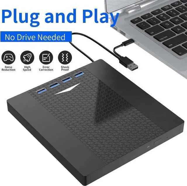 Alt view image 2 of 7 - [7 in 1] Multifunction External CD/DVD Drive for Laptop, USB 3.0 & Type C DVD Player CD ROM 
 Portable CD/DVD Burner, External DVD Drive Compatible with Laptop Desktop PC Windows 11/10/8/7 Linux MacOS
