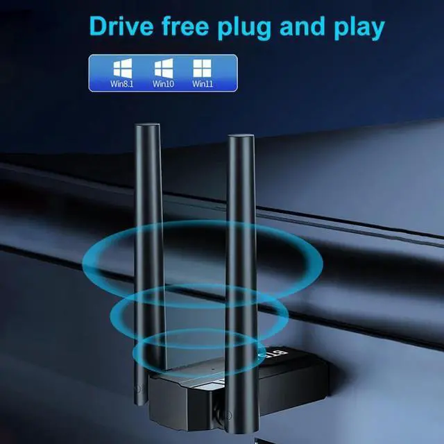 Alt view image 3 of 7 - Bluetooth 5.3 Adapter for PC, Long Range Bluetooth Dongle 492FT/150M Wireless Transfer Transmitter Receive 3Mbps, Dual Antenna USB Bluetooth Adapter for Desktop Laptop PC with Windows 11/10/8.1/7
