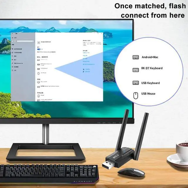Alt view image 5 of 7 - Bluetooth 5.3 Adapter for PC, Long Range Bluetooth Dongle 492FT/150M Wireless Transfer Transmitter Receive 3Mbps, Dual Antenna USB Bluetooth Adapter for Desktop Laptop PC with Windows 11/10/8.1/7