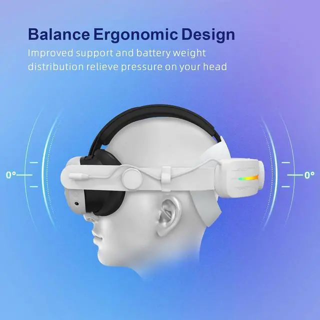 Alt view image 5 of 7 - RGB Comfort Battery Head Strap 8000mAh Compatible with Me-ta Quest 3 Accessories, Battery Pack Elite Strap Replacement for Enhanced Support and Extend Playtime in VR  (White)