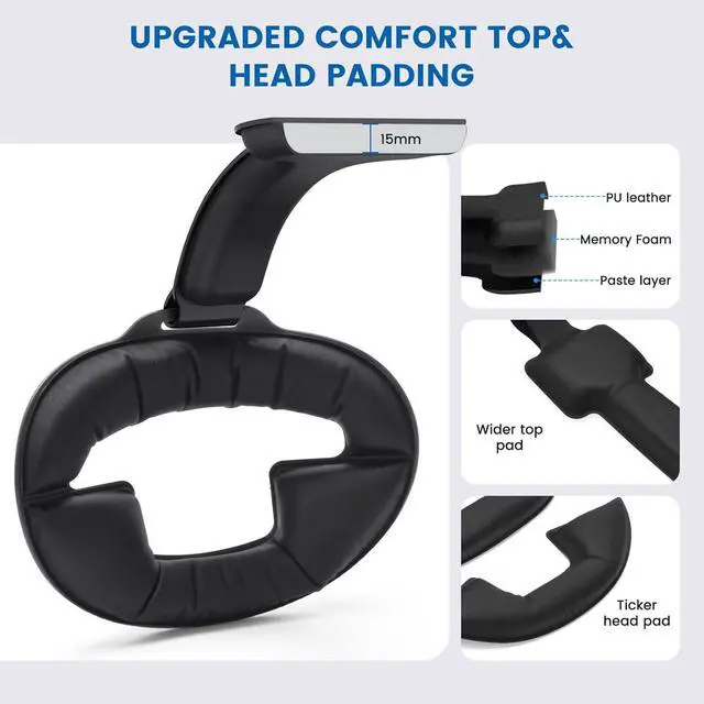 Alt view image 5 of 7 - Head Strap Accessories for Oculus/Meta Quest 3, 6000mAh Battery Pack Elite Strap with LED Display, RGB Lights, Headset Strap Replacement for Enhanced Playtime Comfort in VR