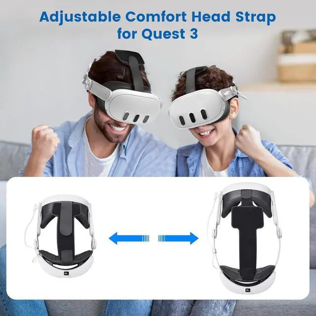 Alt view image 6 of 7 - Head Strap Accessories for Oculus/Meta Quest 3, 6000mAh Battery Pack Elite Strap with LED Display, RGB Lights, Headset Strap Replacement for Enhanced Playtime Comfort in VR