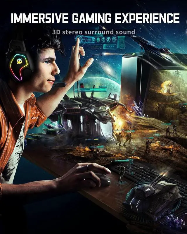 Alt view image 2 of 7 - Wired Gaming Headset for X-box One Series X/S PS-4 PS-5 PC Switch, Noise Canceling Compoter Headphones with Microphone, 3.5mm Audio Jack, Auto-Adjust Headband