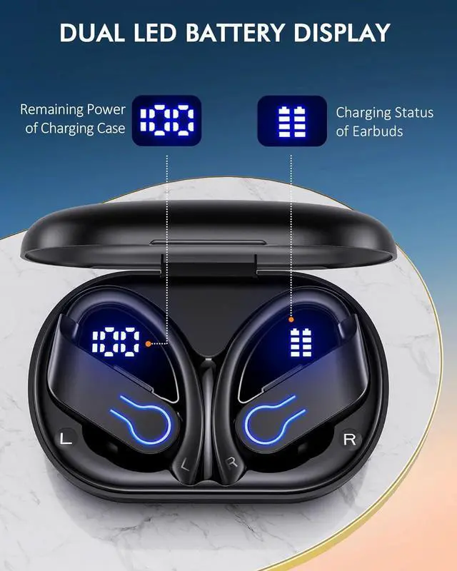 Alt view image 3 of 6 - Wireless Bluetooth Earbuds 120H Playtime Bluetooth 5.3 True Wireless Ear Buds for Sports, Hi-fi Stereo Earphones with LED Display Charging Case, Headphones for Running/Workout