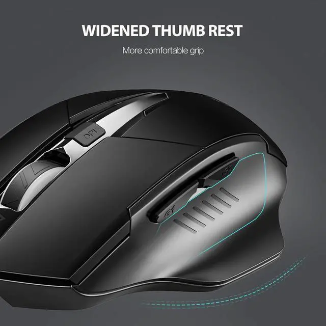 Alt view image 3 of 7 - RF Wireless Mouse, Silent Mouse, 700mAh Large Ergonomic Rechargeable 2.4G Mouse Optical PC Laptop Cordless Mice with USB Nano Receiver, for Windows Computer Office, Black
