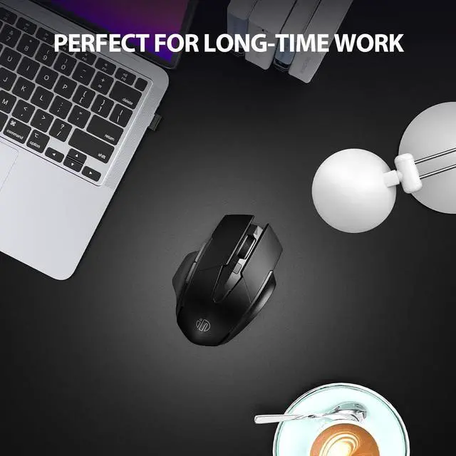 Alt view image 7 of 7 - RF Wireless Mouse, Silent Mouse, 700mAh Large Ergonomic Rechargeable 2.4G Mouse Optical PC Laptop Cordless Mice with USB Nano Receiver, for Windows Computer Office, Black