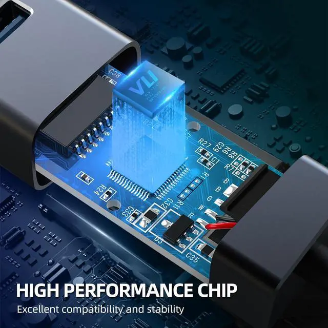 Alt view image 5 of 7 - USB 3.0 to Ethernet Adapter, 4-in-1 USB 3.0 Hub with Ethernet Adapter, 3 Ports USB 3.0 Ethernet Hub with RJ45 1000Mbps Gigabit Ethernet Connection, USB Network Adapter with USB C Adapter for Laptop