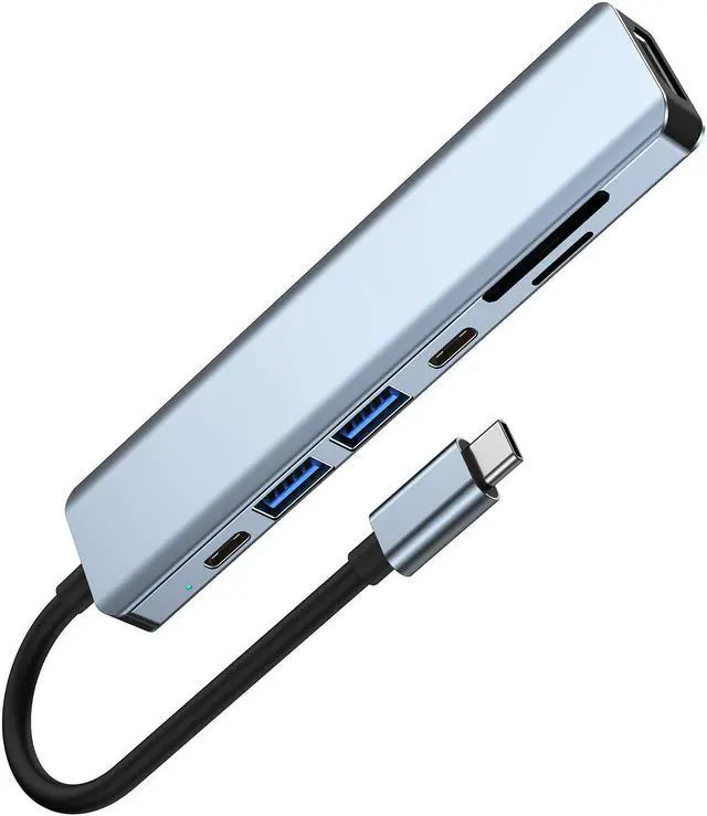 Alt view image 7 of 7 - USB C Hub, 7 in 1 USB C Multiport Adapter with 4K HDMI, Type C 87W PD, USB 3.0 5Gbps Data Ports, SD/TF Card Reader for Mac-Book Pro, M-ac-Book Air, D-e-l-l XPS, Le-no-vo Thinkpad, H-P Laptops and More