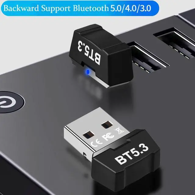 Alt view image 3 of 7 - USB Bluetooth 5.3 Adapter for PC, Mini 5.3 Bluetooth EDR Dongle Receiver Transmitter Plug and Play Support Windows 11/10/8.1/8 for Desktop, Laptop, Bluetooth Headsets, Speakers, Keyboard, Mouse