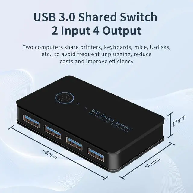 Alt view image 7 of 7 - 2 in 4 Out USB switcher 2 Computers KVM switches 2 Computers 1 Keyboard and Mouse USB KVM Switch USB 3.0 Switch Selector 4 Ports hub Share Devices Printer with 2 USB Cable and 1 Desktop Controller