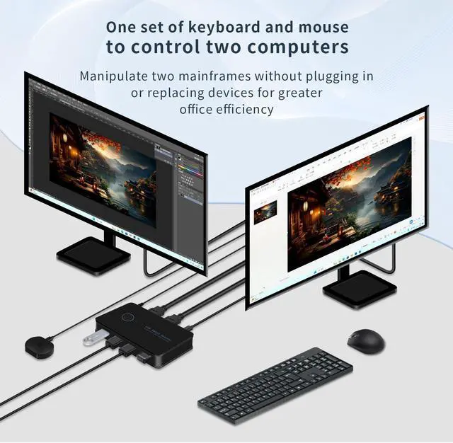 Alt view image 4 of 7 - 2 in 4 Out USB switcher 2 Computers KVM switches 2 Computers 1 Keyboard and Mouse USB KVM Switch USB 3.0 Switch Selector 4 Ports hub Share Devices Printer with 2 USB Cable and 1 Desktop Controller
