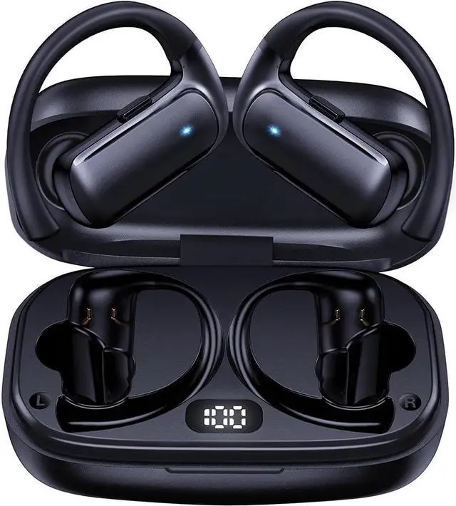 Main image of True Wireless Earbuds, Bluetooth Headphones with Earhook 30Hrs Playtime Sport Ear Buds IPX7 Waterproof Over-Ear Headsets with Microphones Earphones for Workout Fitness Running Gym Black