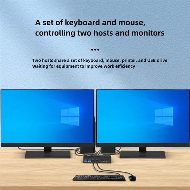 Alt view image 6 of 7 - 8K HDMI + Displayport Dual Monitor KVM Switch 2 in 2 Out for 2 Monitors 2 Computers, 2 Port HDMI2.1 + DP1.4 KVM Switcher PC Extended Display for 2 PCs Share 4 USB 3.0 Devices Support 4K@120hz 8K@60hz
