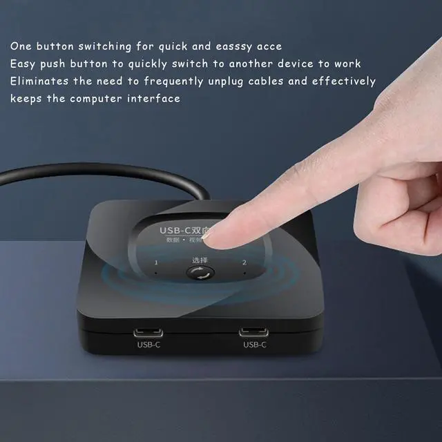 Alt view image 7 of 7 - USB C Switch, 8K 60Hz 2 in 1 Out/1 in 2 Out Bi Directional USB3.1 Type C Data Transfer Splitter, 10Gbps Data Transfer PD 100W Power Delivery Share Monitor Switch Selector with Power Indicator for PCs