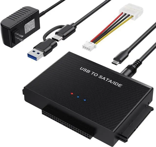 Main image of USB C & USB 3.0 to SATA IDE Adapter External Hard Drive Connector Converter for Universal 2.5 3.5" HDD SSD Hard Drive Disk Optical Drive, SATA/IDE to USB 3.0 USB C Hard Drive Adapter