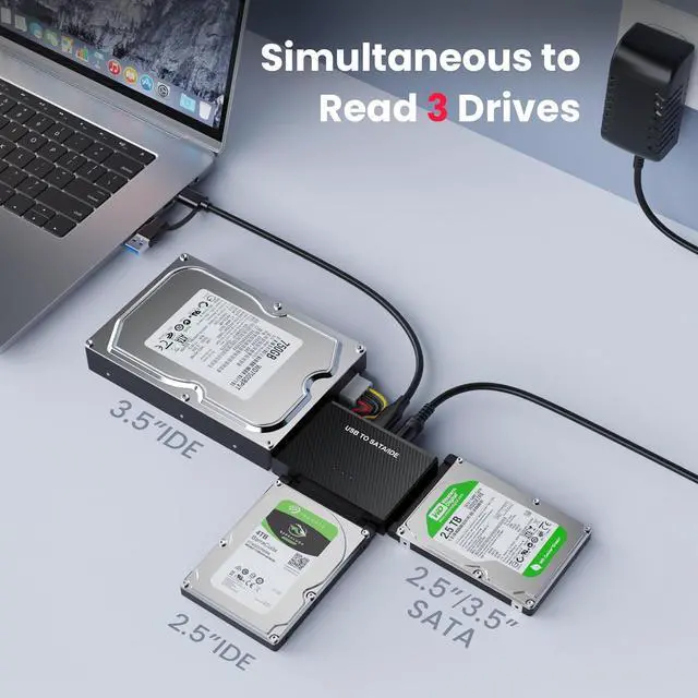 Alt view image 4 of 7 - USB C & USB 3.0 to SATA IDE Adapter External Hard Drive Connector Converter for Universal 2.5 3.5" HDD SSD Hard Drive Disk Optical Drive, SATA/IDE to USB 3.0 USB C Hard Drive Adapter