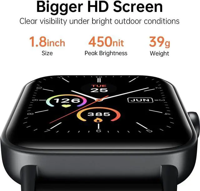Alt view image 6 of 7 - Smart Watch HD Large Display, Smart Watches for Women Men with Clear Bluetooth Calls, 24/7 Health Monitoring, Fitness Tracking, Waterproof Fitness Tracker Watch for Android iOS  (Black)