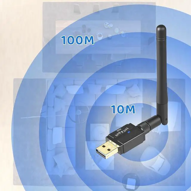 Alt view image 4 of 7 - USB Bluetooth 5.3 Adapter for PC Desktop Laptop Computer Long Range 328ft/100M Low Latency EDR Receiver USB Dongle for Keyboard Mouse Printer Headset Support Windows 11/10/8.1 Plug and Play