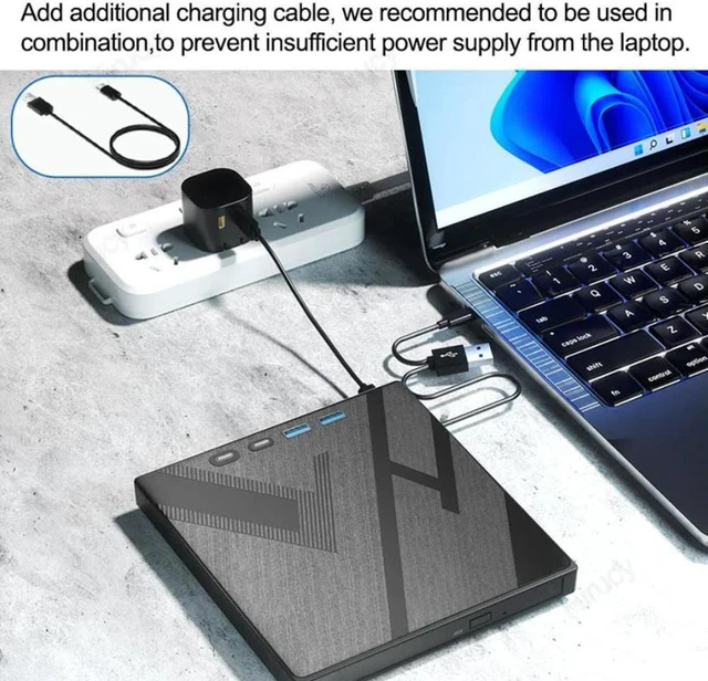 Alt view image 5 of 7 - 7-in-1 External CD DVD Drive, USB 3.0 Type C Optical External DVD Drive Burner with SD/TF Solt & 2 USB C & 2 USB 3.0, Portable RW Burner, External DVD Drive Compatible with Windows XP/7/8/10/11 MacOS