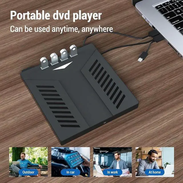 Alt view image 7 of 7 - External CD DVD Drive [7-in-1], USB 3.0 Type-C External CD DVD +/-RW Optical Drive, Ultra-Slim External CD/DVD Drive with 4 USB Ports and SD/TF Slots, Compatible with Laptop PC Linux Windows MacOS