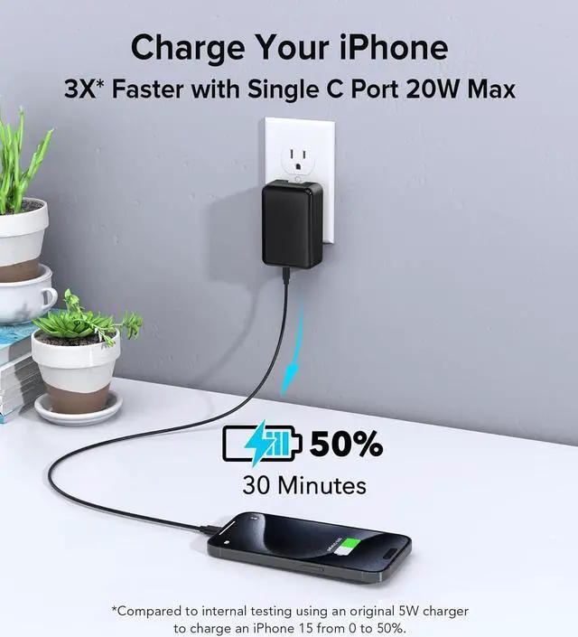 Alt view image 6 of 7 - [2 Pack] Flat USB C Charger, 40W 4-Port PD3.0 Slim Type C Fast Charging Block with Foldable Plug Double USB C & USB A Port Power Adapter for i-P-hone 15/14 Pro Max Plus Mini, Android Phones, Tablet PC