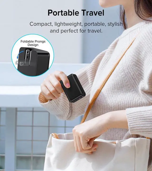 Alt view image 7 of 7 - [2 Pack] Flat USB C Charger, 40W 4-Port PD3.0 Slim Type C Fast Charging Block with Foldable Plug Double USB C & USB A Port Power Adapter for i-P-hone 15/14 Pro Max Plus Mini, Android Phones, Tablet PC